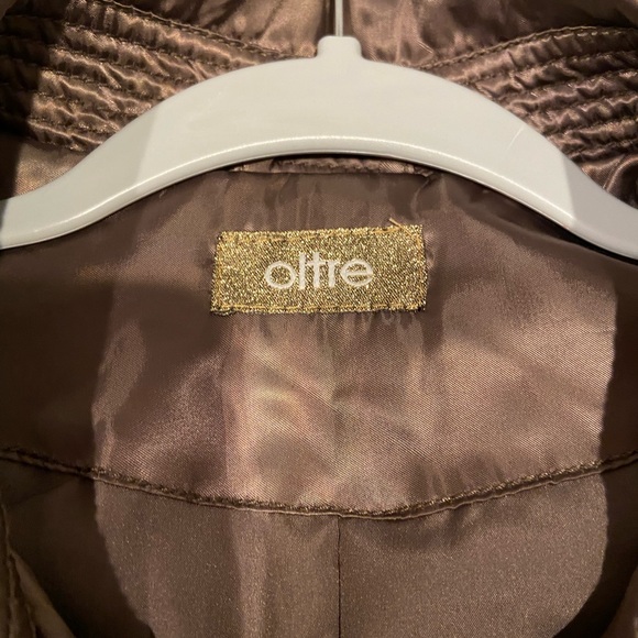 Oltre Brown Satin Shimmer Trench Coat - Size 6 - Picture 10 of 10